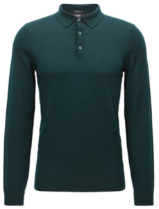 Hugo Boss Slim-Fit Merino Wool Long-Sleeve Polo Shirt